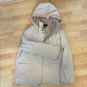Gallery Men's Light Beige Hooded Raincoat